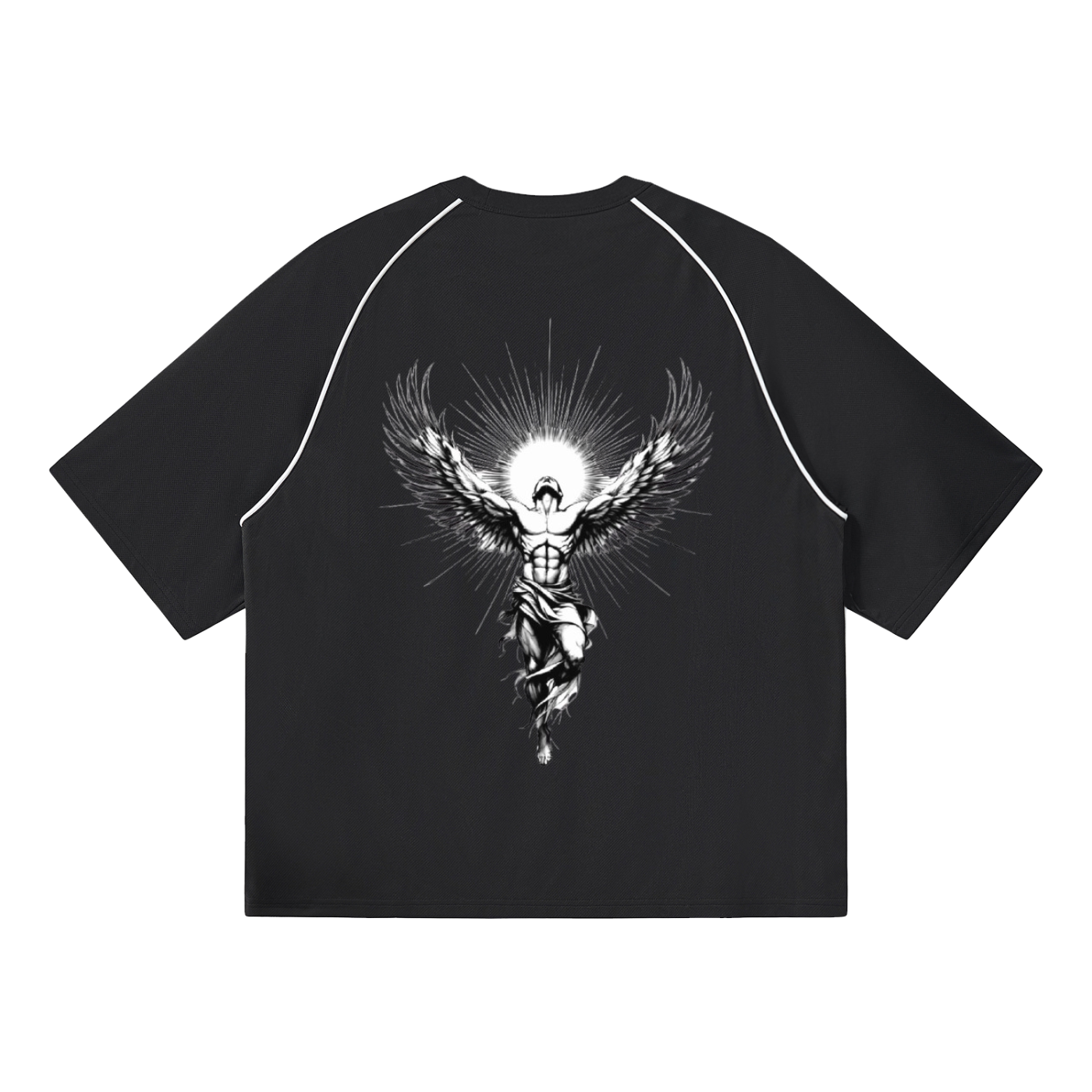 Contrast Piping Panel Raglan T-Shirt