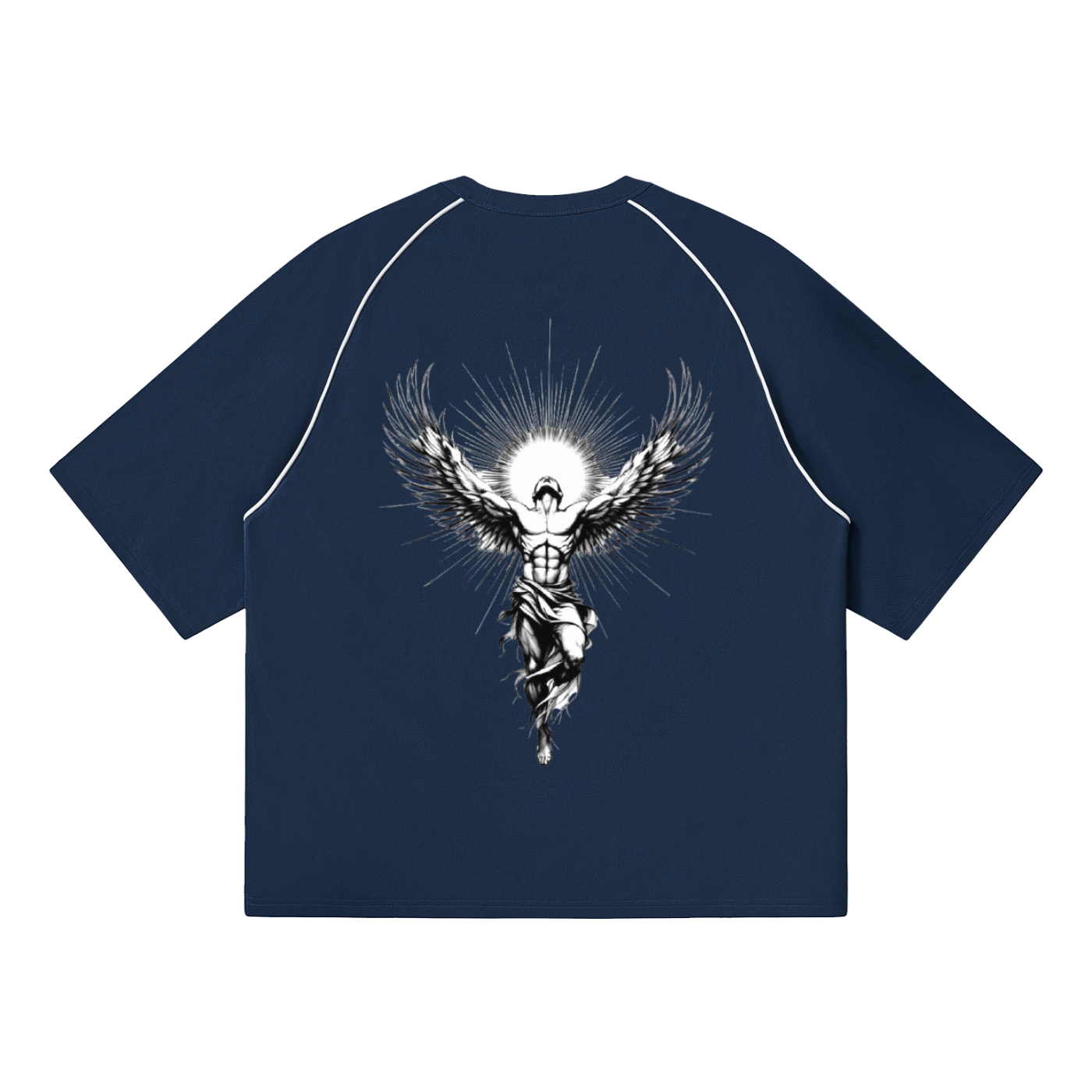 Contrast Piping Panel Raglan T-Shirt
