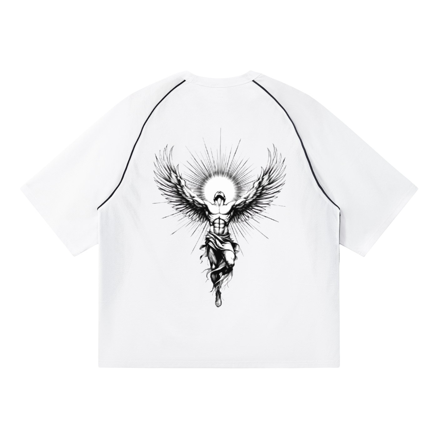 Contrast Piping Panel Raglan T-Shirt